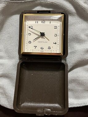 Westclox Brown Folding Travel Alarm Clock